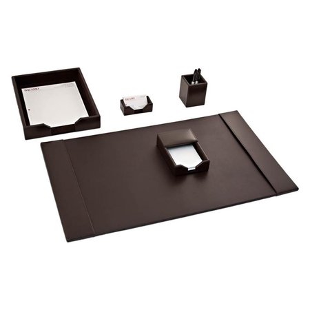 WORKSTATION Dark Brown Bonded Leather 5-Piece Desk Set, 5PK TH264274